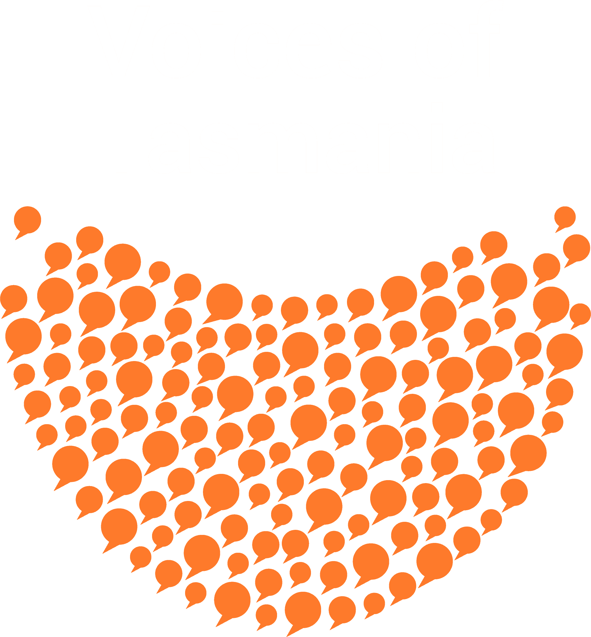 Voices of Tasmania Logo - white text